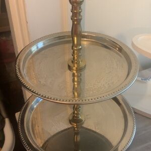 Elegant Two-Tier Gold and Silver Serving Tray